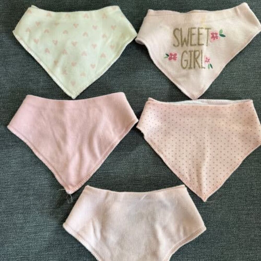 Set of 5 Baby Girl Bandana Bibs